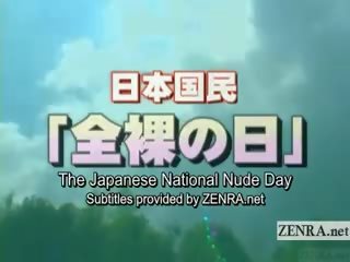 Subtitled japonská nudists engage v celostátní akt den
