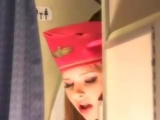 Argëtues stjuardesë merr i freskët spermë aboard