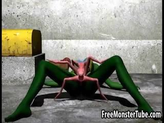 3d tegnefilm alien honning får knullet hardt av en spider