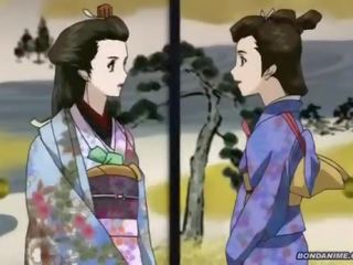 En hogtied geisha fick en våt droppande lascivious fittor