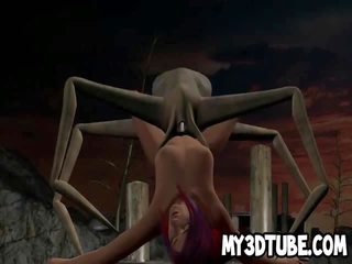 3d tegnefilm divinity får knullet av en alien spider
