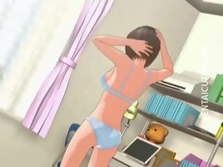 Adorable 3d hentai chica tener un mojada sueño