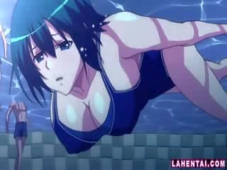 Hentai feature in swimsuit gangbanged