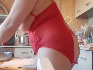 Cooking in tempting Lingerie and Lush in My Ass: Free dirty video e0