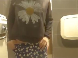 Young Asian lassie Masturbating in Mall Bathroom: x rated film ed