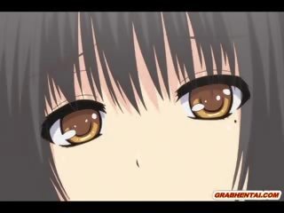 Ýapon anime jana gets squeezing her süýji emjekler and finger