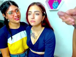 Latinas Fondle Each Other's Tits and get Throatfucked: Webcam Blowjob adult video