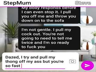 Flirty MILF and Son Fuck on Their Sofa Sexting Roleplay